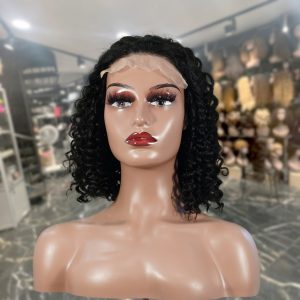 maady hair luxury natural black remy hair 5x5 lace closure jerry curly 12 inch bob human hair wig