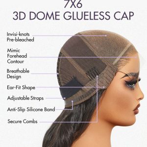 center wig natural black asian raw hair 6x7 hd lace closure straight human hair wig