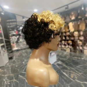 center wig machine made black wig remy hair tc004