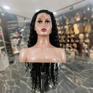 center wig 13x4 deep wave lace front wig natural black remy hair