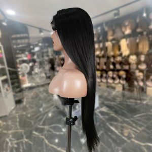 center wig natural black remy hair 6x7 lace closure straight human hair wig