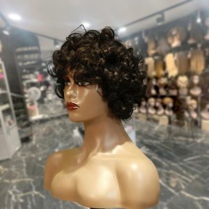 center wig machine made black wig remy hair tc002