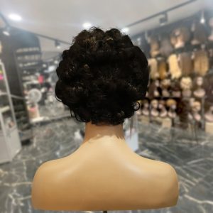 center wig machine made black wig remy hair tc064