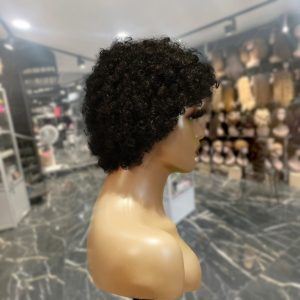 center wig machine made black wig remy hair h023