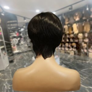 center wig machine made black wig remy hair h081