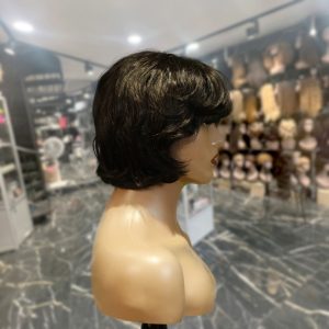 center wig machine made black wig remy hair tc063