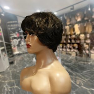 center wig machine made black wig remy hair tc16