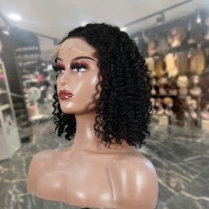 maady hair luxury natural black remy hair 5x5 lace closure jerry curly 12 inch bob human hair wig