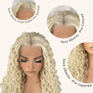 maady hair luxury 13x4 deep wave lace front wig 613 remy hair