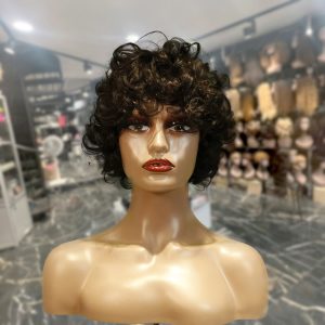 center wig machine made black wig remy hair tc002