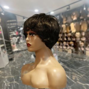 center wig machine made black wig remy hair tc041