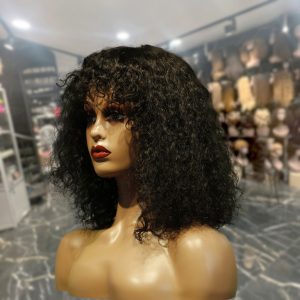center wig machine made black wig remy hair tc047