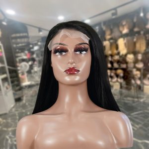 center wig natural black remy hair 5x5 lace closure straight bob human hair wig