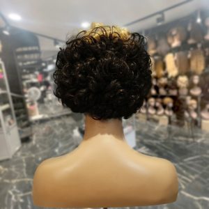 center wig machine made black wig remy hair tc004