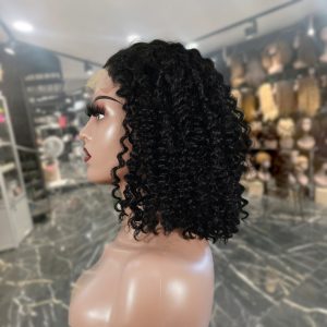 maady hair luxury natural black remy hair 5x5 lace closure jerry curly 12 inch bob human hair wig