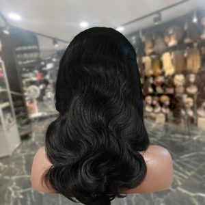 center wig natural black remy hair 5x5 lace closure body wave human hair wig