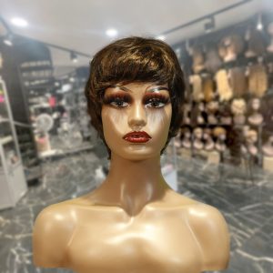 center wig machine made black wig remy hair tc066