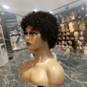 center wig machine made black wig remy hair h023