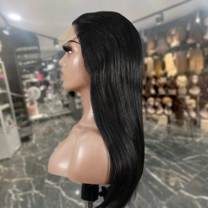center wig natural black remy hair 5x5 lace closure straight human hair wig