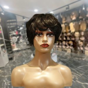 center wig machine made black wig remy hair tc041