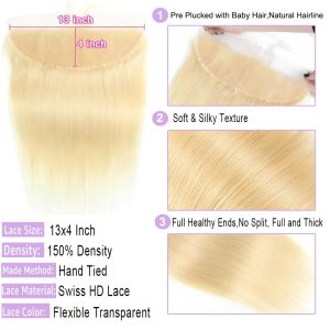 maady hair luxury remy hair 13x4 straight frontal #613