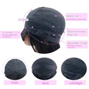 center wig machine made black wig remy hair tc010