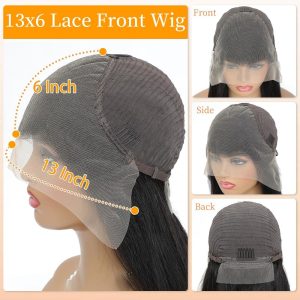 maady hair luxury natural black asian raw hair 13x6 hd lace front wig straight human hair wig