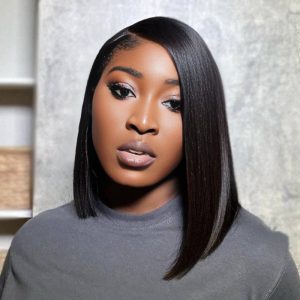 maady hair luxury natural black asian raw hair 5x5 hd lace closure straight bob human hair wig