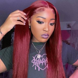 import placeholder for 10169785614669 center wig 13x4 straight lace front wig 99j color 26 inch remy hair