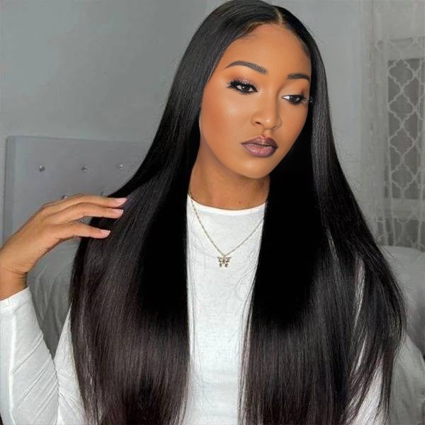 About maady hair luxury natural black asian raw hair 13x6 hd lace front wig straight human hair wig