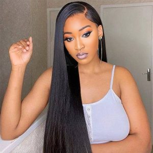 maady hair luxury 13x6 double drams straight lace front wig black remy hair